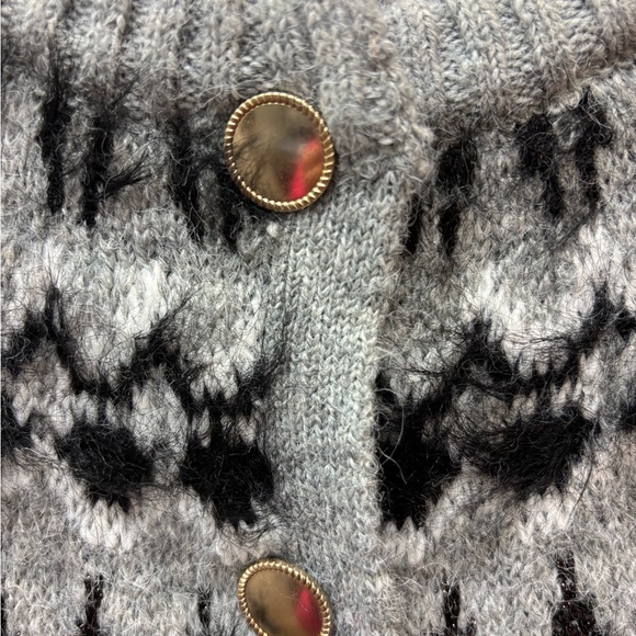 Free Assembly Ladies Gray & Black Soft Patterned Cardigan Size Large - Picture 6 of 8